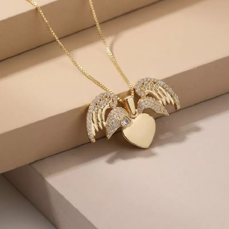 Cad. Corazon Alas Rodio 45cm - CRL563