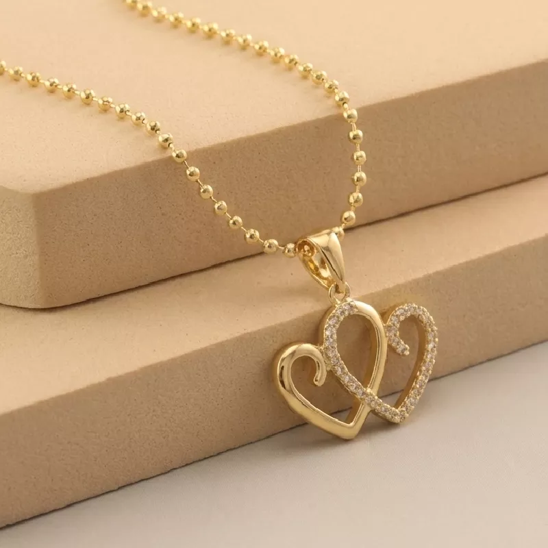 Cad. Doble Corazon Rodio 45cm - CRN928