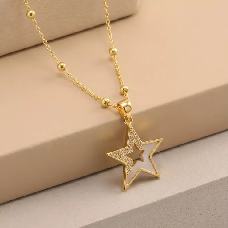 Cad. Bolitas Estrella Rodio 45cm - CRO634