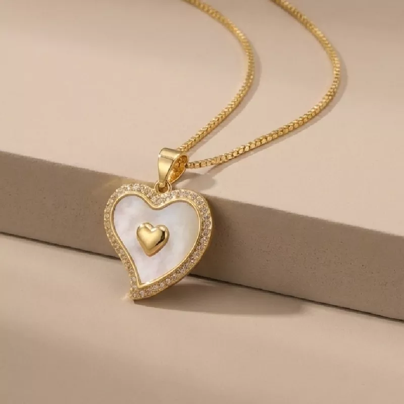 Cad. Corazon Nacar Rodio 45cm - CRP656