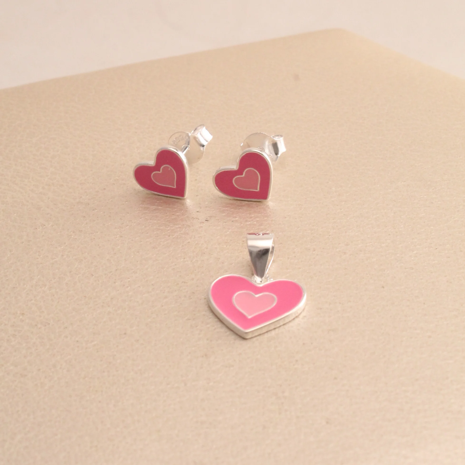 Dij. y topos corazon rosa plata 1cm - DPS832