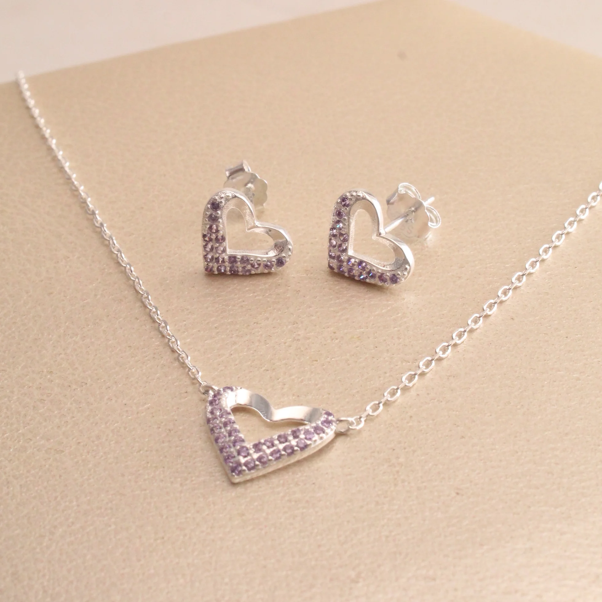Set. conjunto corazon plata 45cm - NPS590