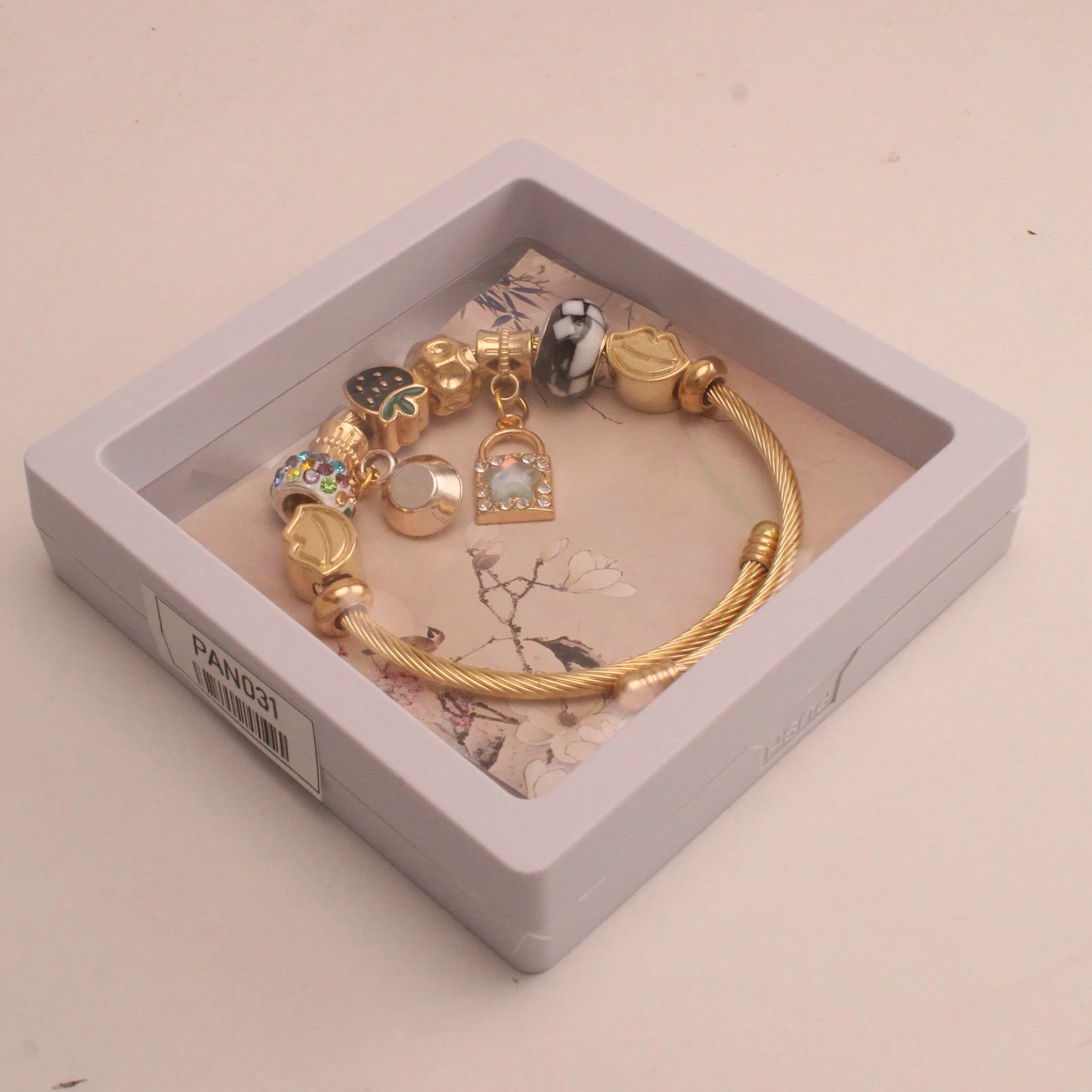 Pul. tipo pan. candado cristal rodio graduable - PAN031