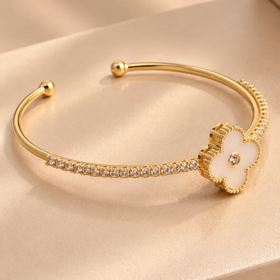 Pul. brazalete trebol rodio graduable - PRG345