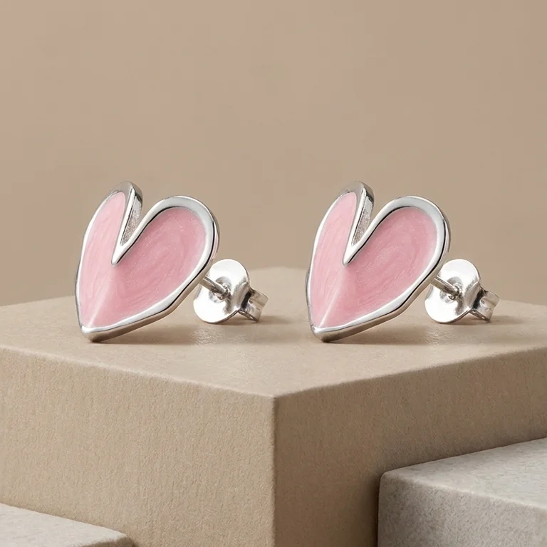 Top. Arete Corazon Rosa Rodio 2 Cm - TRJ392
