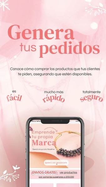 Imagen demostrativa de paso a paso para realizar pedido de bisuteria Roseline